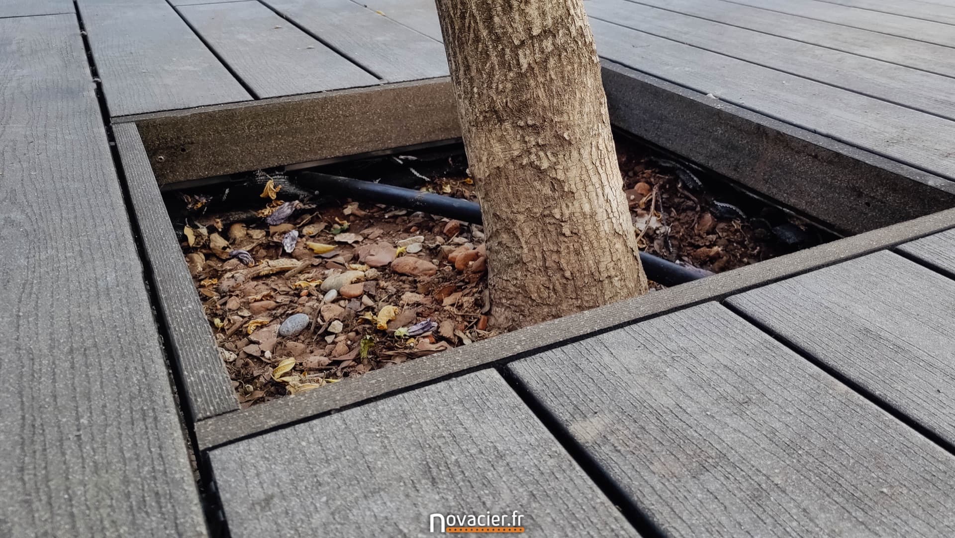 Terrasse composite sur ossature aluminium avec contournement de piscine - vue 3
